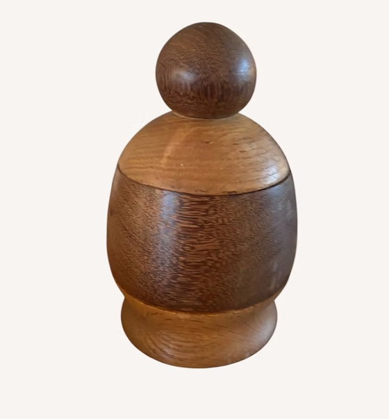 Image 1 of Large vintage wooden pot with round cap