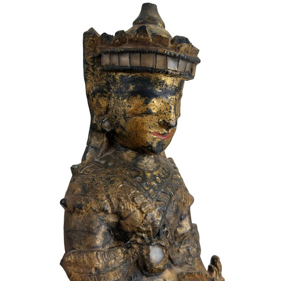 Espíritu Nat birmano antiguo – Estatua de templo de madera dorada, Myanmar, c. 1900 – Esculturas, Wood (photo 10 of 11)