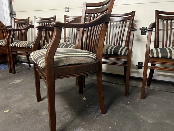 Image 1 of 6 Bannink jugendstil eetkamer armstoelen donker kersenhout 