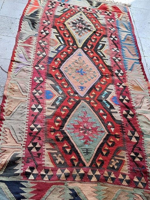 Kilim turco tejido a mano 237x99cm