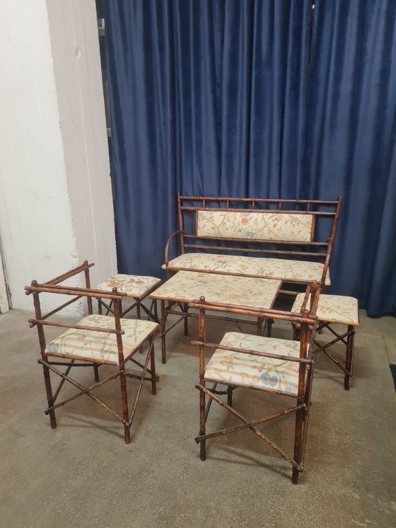 Image 1 of Ensemble de salon ancien en faux bambou par la Maison Staněk - Prague, vers 1910