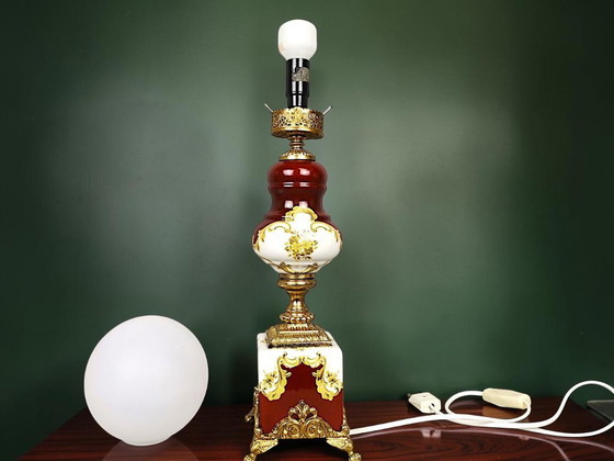 Image 1 of Itailan Hollywood Regency style tall ceramic buffet lamp
