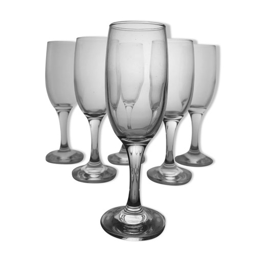 Set of 6 glass flutes