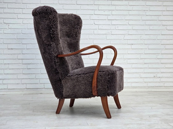 1960s, Danish armchair, reupholstered, genuine sheepskin. – Other (photo 22 of 22)