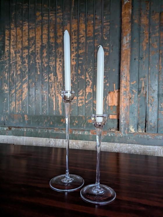 Image 1 of Set of 2 glass IKEA Blomster candlesticks