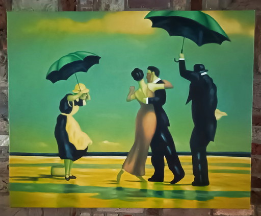 Stilvolle figurative Malerei – „Dance in the Wind“ – inspiriert von Jack Vettriano