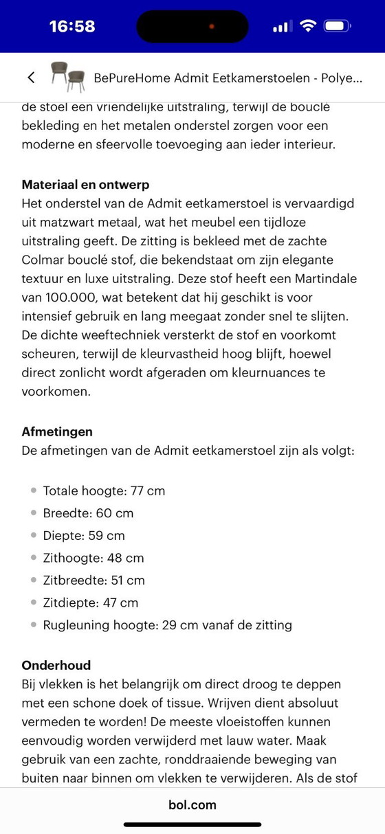 Image 1 of 3 sillas bouclé be pure home admit