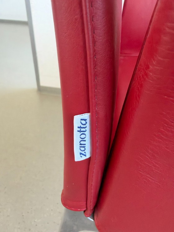 Zanotta Lia Design Fauteuil, Rood Leer, Barbieri, Eetkamerstoelen, Metaal, Modern (foto 3 van 6)
