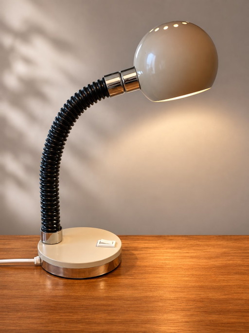 Vintage Hillebrand Space Age Tafellamp // Table Lamp – tafellampen, Chrome, rvs