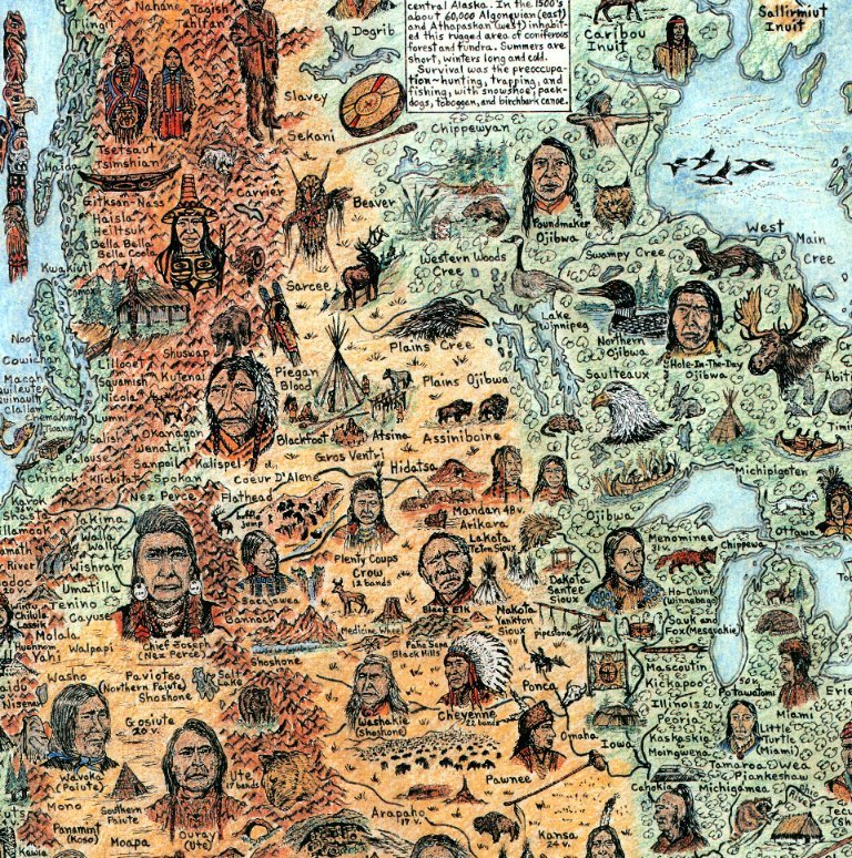 Map of the Native American Tribes of North America, Central