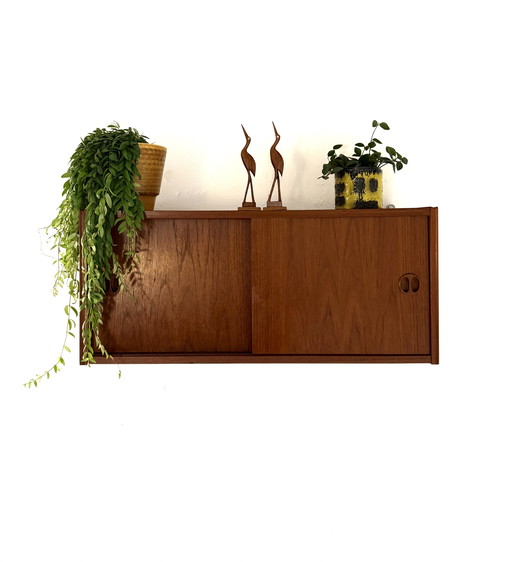 Vintage Danish floating teak wall cabinet '60