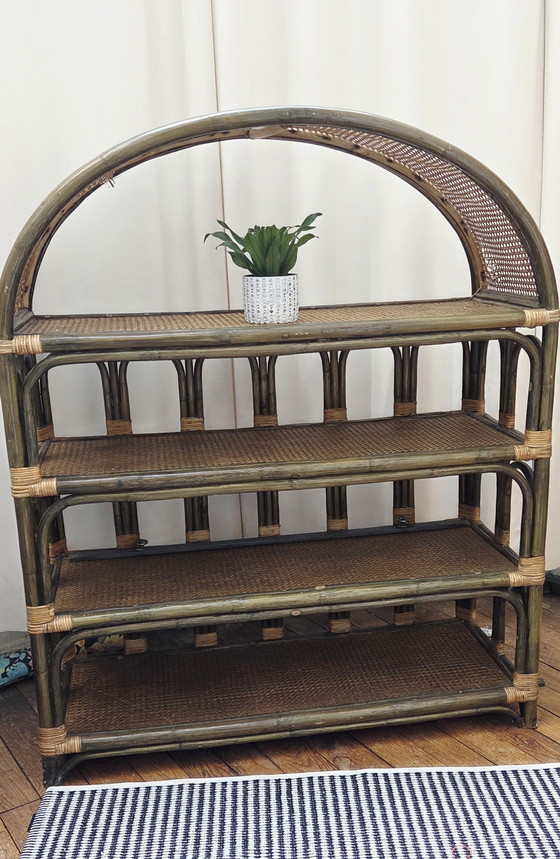 Image 1 of Vintage 1960s rattan shelf