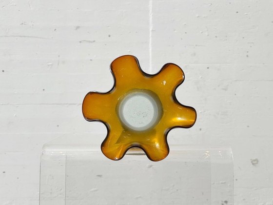 Image 1 of Colored glass vase with a wavy rim, 1970s