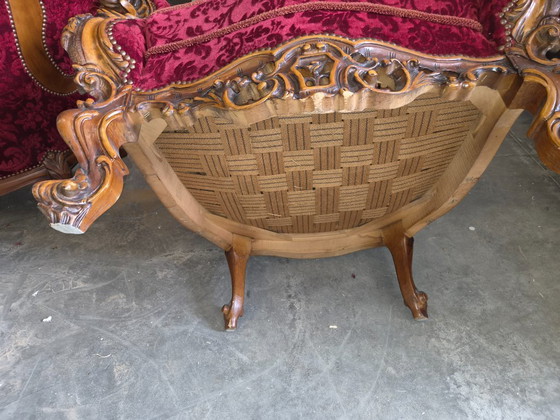 2 Baroque Throne Armchairs – Velvet, Wood (photo 8 of 10)
