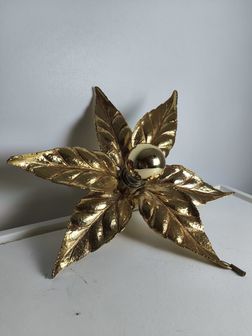 Willy Daro gouden Hollywood Regency Wandlamp Plafondlamp jaren 70 – wandlampen, Metal, Brass