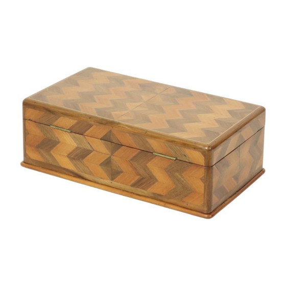 Image 1 of Schmuckkästchen aus Holz, Chevron-Muster, Art Deco