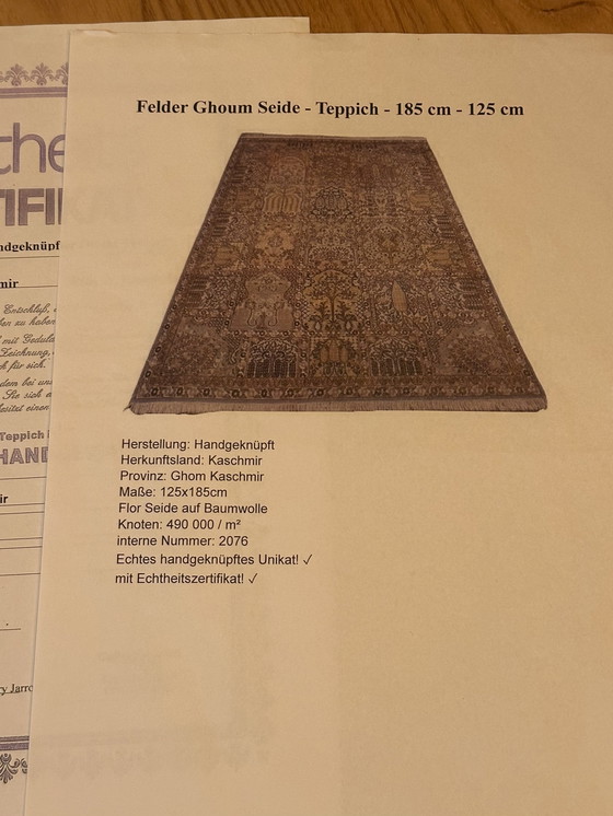 Image 1 of Tappeto Kashmir in seta tessuta a mano su cotone