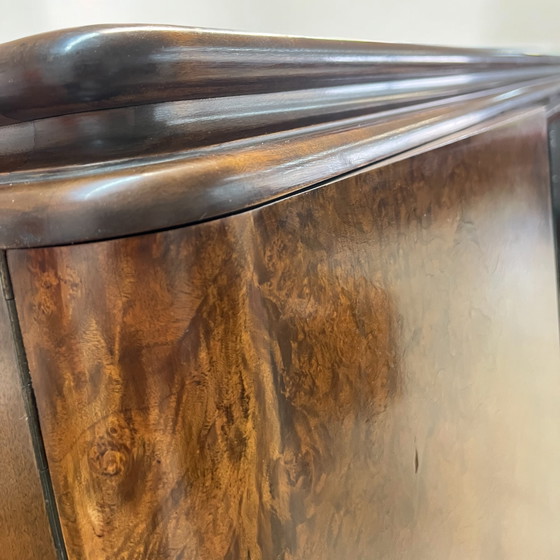 Image 1 of Art Deco bookcase/wall cabinet - Germany around 1930 - by EHD made of walnut with veneered fronts