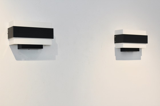 Stock of Louis Kalff Philips Wall Sconces in Black & White, Wall lights, Metal, Dutch Design Style (photo 11 of 12)