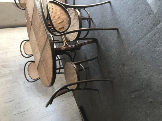 Oval Dining Chairs & Table in Wood Cane, Germany, 1960s, Set of 7 – Dining set, Mid Century Modern (photo 12 of 12)