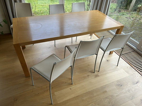 Image 1 of set of 6 white dining chairs