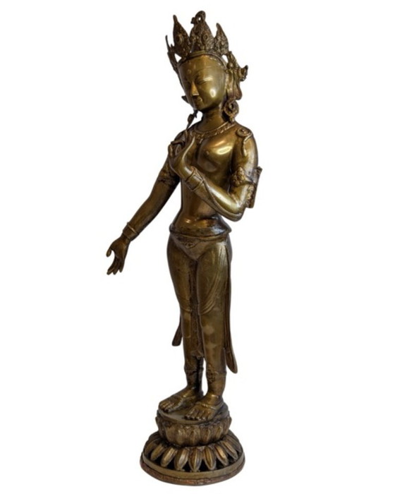 Tara debout monumentale népalaise en bronze doré au feu – XVIIIe/début XIXe siècle - 089 – Sculptures, Gold (photo 9 of 17)