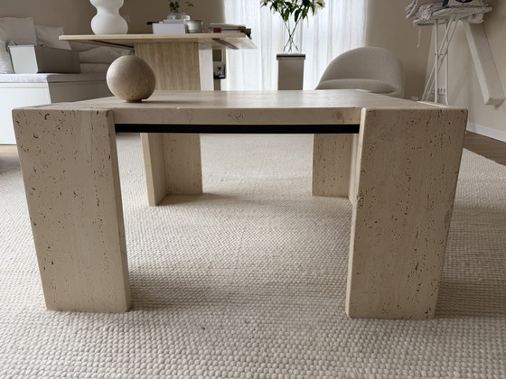 Image 1 of Vintage travertine coffee table, Italian modernism, 1970s