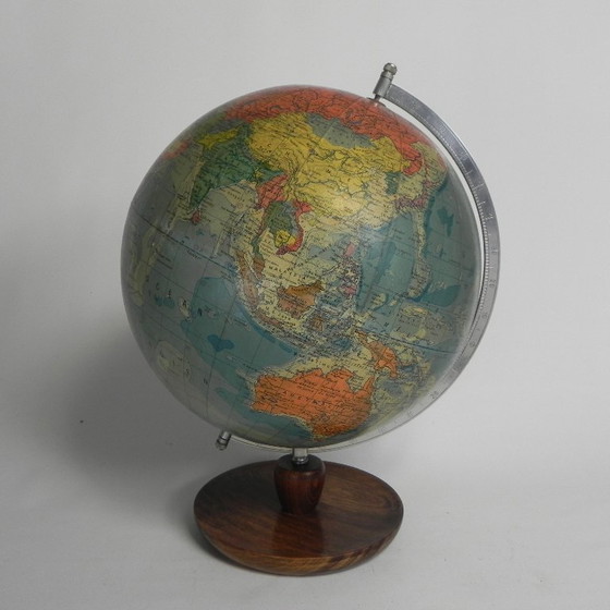 Image 1 of Rath Globe Made of Papier-Mache on Wooden Base, 1960s