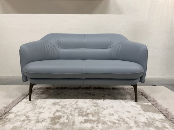 Leolux Lindo 2 zits Bank Senso Heaven, 2 zitsbanken, Leer, Blauw (foto 3 van 8)