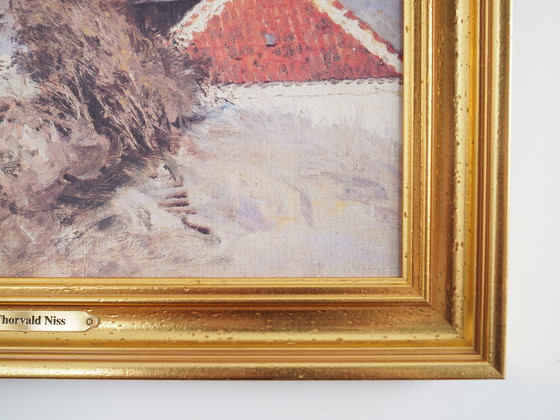 Image 1 of Gemälde "Der Regenbogen über dem Dorf", skandinavisches Design, 1960er Jahre