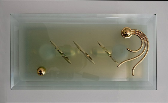 Image 1 of Paar moderne italienische Kristall- und Messingleuchten aus der Mid Century-Periode, 1970er Jahre