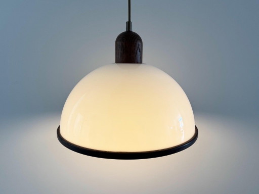 1 lampe suspendue champignon vintage Steinhauer en plexiglas et chêne – hanglampen, Wood (photo 2 of 6)