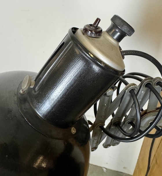 Image 1 of Lampada da parete industriale a forbice in smalto nero, anni '50