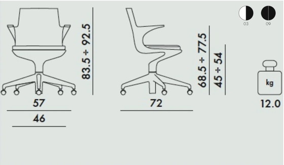 Image 1 of Sedia da ufficio in polipropilene regolabile in altezza su ruote di Citterio per Kartell (Spoon chair)
