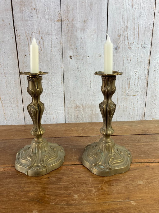 Shepherd of antique candlesticks – kandelaars en kaarsen, Metal