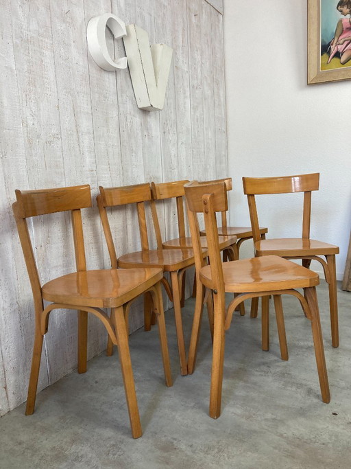 Set van 6 Baumann bistrostoelen – eetkamerstoelen, Wood (photo 2 of 15)