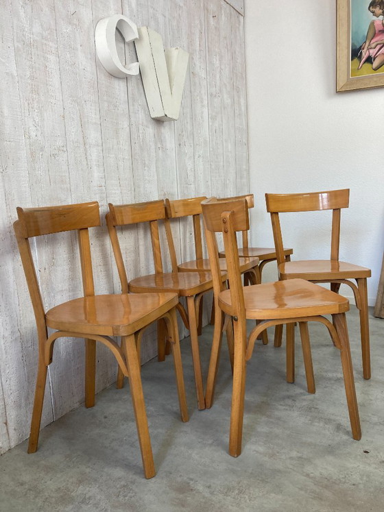 Set van 6 Baumann bistrostoelen – Eetkamerstoelen, Wood (photo 2 of 15)