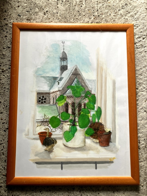 Peinture de Bernard Werners 1947 : Acrylique sur papier