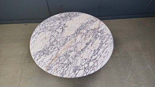 Vintage round marble dining table, 1970s