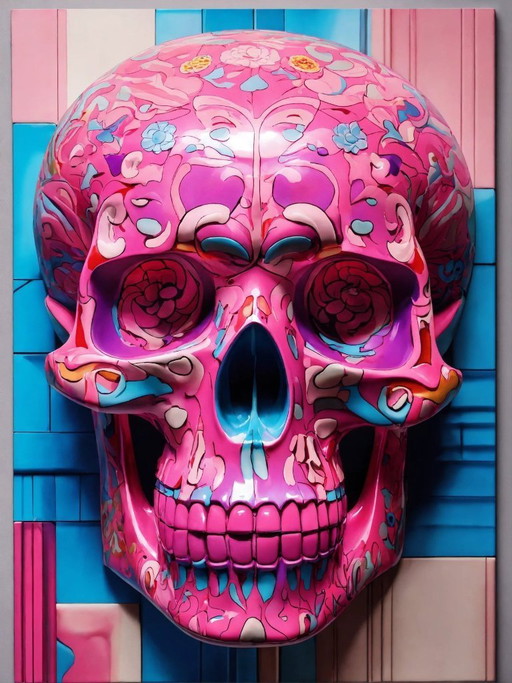 DEAD HEAD - Il teschio rosa in stile Bauhaus - Stampa su alluminio