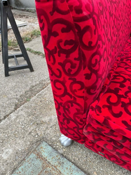 Red Fabric Monster Three-Seat Sofa with Rose Pattern from Bretz – Couches, Silver (photo 6 of 6)