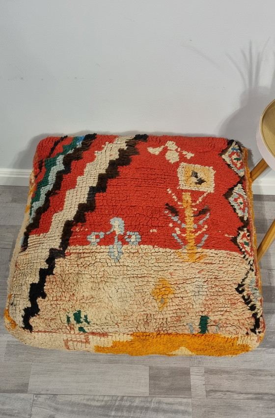 Image 1 of Moroccan Pouf, Vintage Pouf Of Real Wool