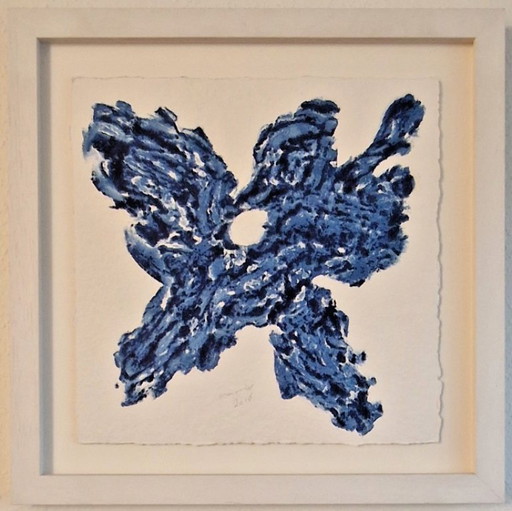 Armando (1929) Litografía a color "Flor III Azul" Ges Ged Gen