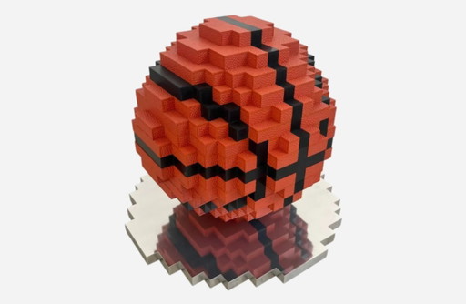 « Dunk-bit », sculpture de basket-ball en cuir pixelisé réalisée à la main, années 2020, États-Unis