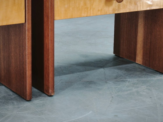 Coppia di comodini cecoslovacchi Mid-Century Modern, anni '70, Legno, Marrone, Mid Century Modern (foto 15 di 15)