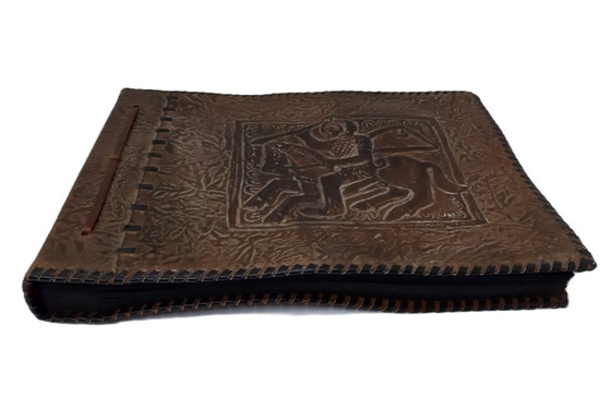 Image 1 of Album fotografico vintage di grandi dimensioni con copertina in pelle, mai usato