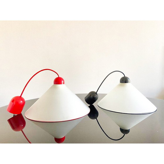 Image 1 of Vintage opal glass pendant lamps, Italy 1970