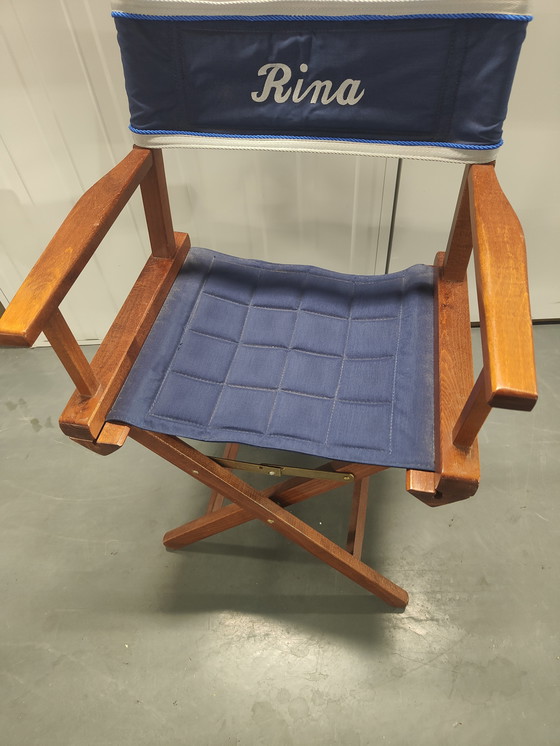 Image 1 of Sedia da regista in teak blu cobalto