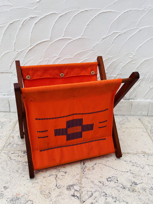 Vintage fabric magazine rack