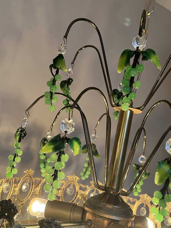 Image 1 of Italian Green Grapes Chandelier Pendant Lamp Vintage